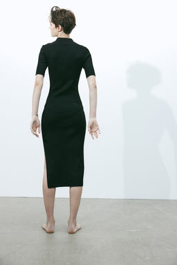 Vestido en punto de canale con cuello camisero - H&m фото 3