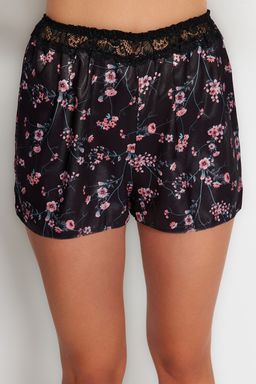 Trendyolmilla Siyah Cicekli Dantelli Ip Ask?l? Saten Sortlu Dokuma Pijama Tak?m? THMSS23PT00105  фото 6