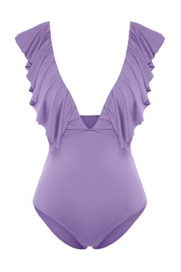 Lila Derin Dekolteli Volanl? Normal Paca Mayo TBESS23MA00279