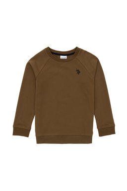 Базовый свитшот с круглым вырезом цвета хаки для мальчиков