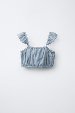 TOP CROPPED 100% RAMIO / Azul / Gris