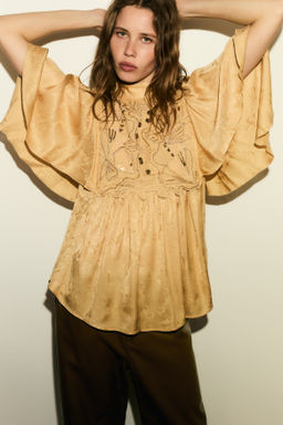 Blusa de jacquard con detalles bordados - H&m фото 2