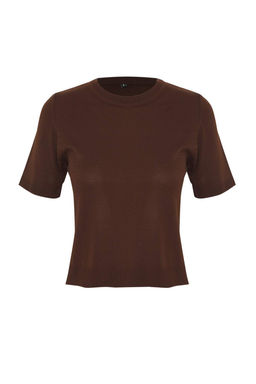 Kahverengi Mucevherli Yumusak Dokulu Ikili Triko H?rka-Bluz TWOAW26HI00007