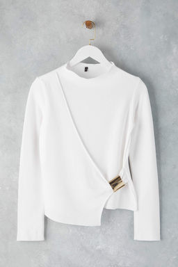 Ekru Selanik Aksesuar Detayl? Anvelop Uzun Kollu Orme Bluz TWOAW26BZ00115