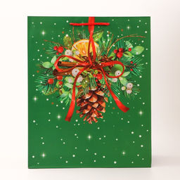 Цена за 2 шт. Пакет подарочный новогодний ламинированный «Шишка», 26×32×12 см