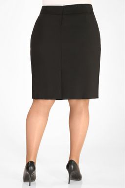 Юбка прямая больших размеров с кружевом по колено - Almond фото 2