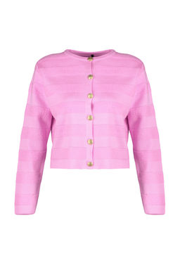 Pembe Bisiklet Yaka Ceket Gorunumlu Triko H?rka TWOAW24HI00337