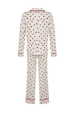 Trendyolmilla Lacivert %100 Pamuklu Kalpli Biyeli Orme Pijama Tak?m? THMAW24PT00103