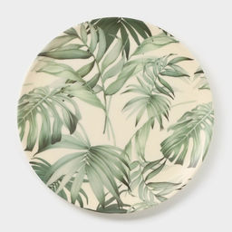 Тарелка «Лист папоротника», d=23 см, пластик, с рисунком, бежевая