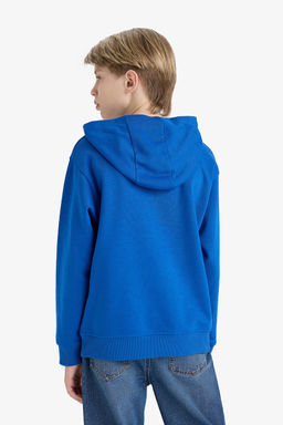 Kap__onlu Bask_l_ __i Yumu_ak T_yl_ Okul Sweatshirt Erkek _ocuk - Defacto фото 6