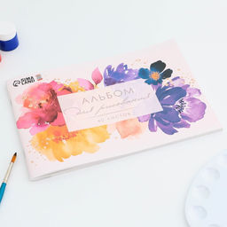 Альбом для рисования 40 листов А4 на скрепке «Акварельные цветы» обложка 160 г/м², бумага 100 г/м².