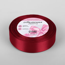Цена за 2 шт. Лента атласная, 25 мм, 23±1 м, красная №33
