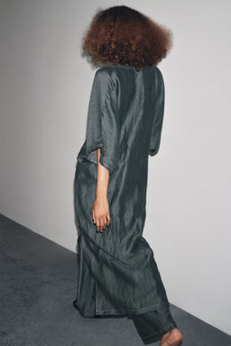 LINEN BLEND DRESS WITH CONTRAST TIE - Zara фото 3
