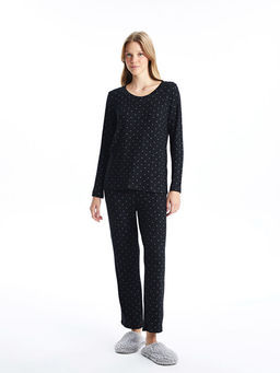Bisiklet Yaka Puantiyeli Kad?n Pijama Tak?m?