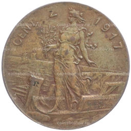 Монета 2 чентезимо 1917 года Италия