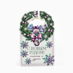 Цена за 2 шт. Коробка новогодняя складная «Новогодний венок» 18 х 30 х 7 см
