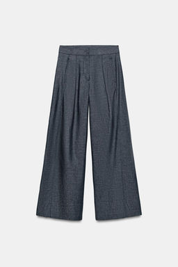 HIGH-WAIST WIDE-LEG LINEN BLEND TROUSERS - Zara фото 5