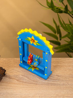 Сувенир «Зайки на качелях», 11×5.4×14.4 см, дерево, синий