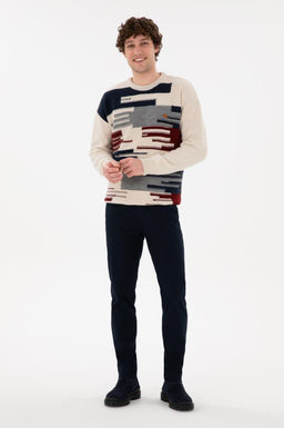Erkek Lacivert Slim Fit Kanvas Pantolon