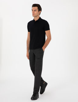 Siyah Slim Fit %100 Pamuk Polo Yaka T-shirt