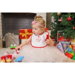 Нагрудник Крошка Я Первый Новый год непромокаемый на липучке, ПВХ, новогодняя подарочная упаковка  фото 10