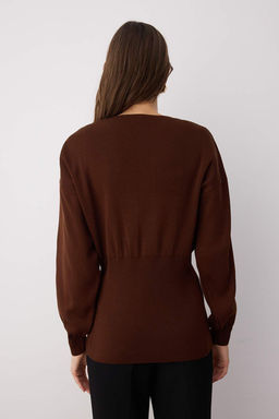 Kahverengi Dugme Detayl? 2li Viral Triko H?rka-Bluz Tak?m TWOAW26HI00017