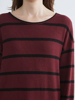 Bisiklet Yaka ?izgili Kad?n Ti??rt