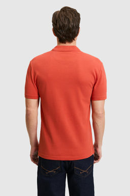 Erkek Slim Fit Polo Yaka Kiremit Basic Ti__rt