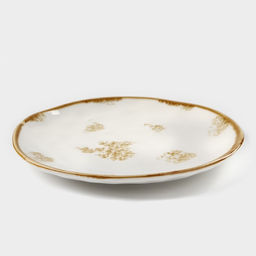 Тарелка фарфоровая Доляна Organic Gold, d=18 см, цвет белый  фото 2