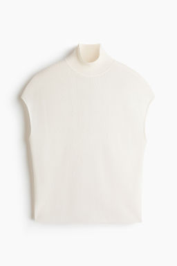 Lyocell-blend fine-knit turtleneck top