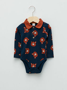 Polo Yaka Uzun Kollu Bask?l? Erkek Bebek ??t??tl? Body
