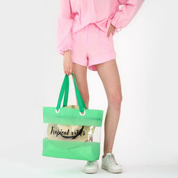 Сумка пляжная Tropical vibes, 50*35*11 см, зелёный цвет - Nazamok фото 12