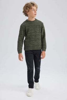 Свитер с круглым вырезом для мальчика - Defacto фото 2