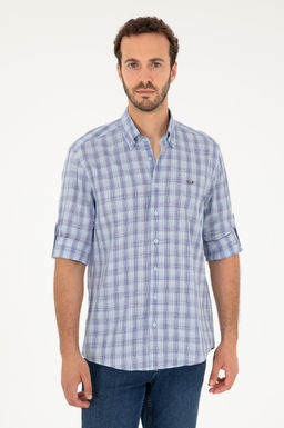 Мужская темно-синяя рубашка с длинным рукавом Неожиданная скидка в корзине