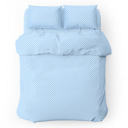 Пододеяльник на кнопках 2-х спальный "Виши, голубой" 175х215см, поплин "Комфорт" 115г/м2, хлопок 100%, упаковка "классическая" ПВХ 28х41см "Домашняя мода" (Россия)