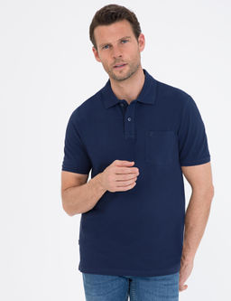 Koyu Lacivert Regular Fit Polo Yaka Basic Ti__rt
