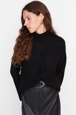 Siyah Yumusak Dokulu Basic Triko Kazak TWOAW22KZ0474