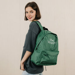 Рюкзак текстильный Lucky moment, с карманом, 29х12х40 зелёный - Nazamok фото 9