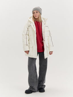 Шапка хлопковая с двойным отворотом "Графит/Молоко"