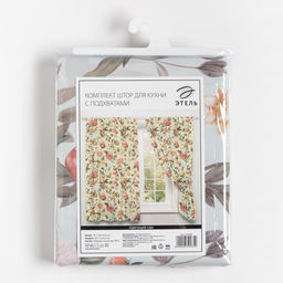 Комплект штор для кухни с подхватами Этель «Цветущий сад» 145×180 см - 2 шт., 100% п/э