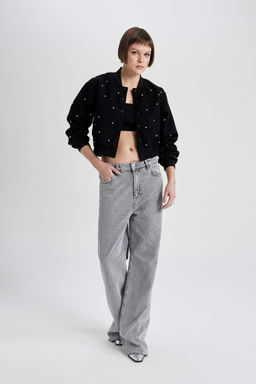 Штамп с круглым вырезом стандартной посадки - Defacto фото 2