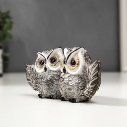Фигурка полистоун «Совушки: объятия, с золотыми глазами», 6.5×13×3.5 см