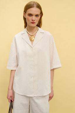 Рубашка изо льна в полоску