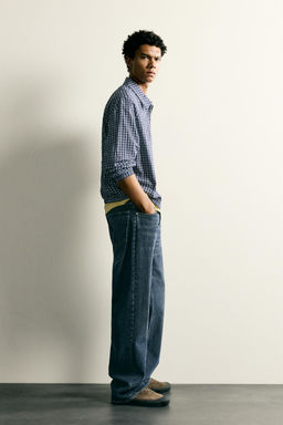 SOBRECAMISA CUADROS RELIEVE / Azul - Zara фото 4