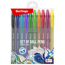 Набор ручек шар. Berlingo "Triangle 100Т" 10цв. (CBp_07010) 0.5мм, трехгранный корпус