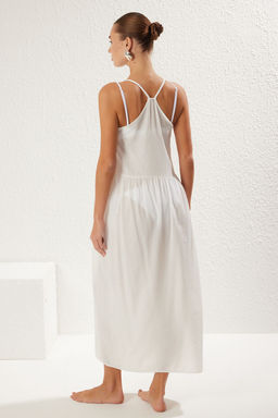 Ekru Dokuma Aksesuar Detayl? Maxi Plaj Elbise TBESS25EL00060 - Trendyolmilla фото 6