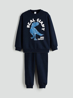 Bask?l? Erkek ?ocuk Sweatshirt ve E?ofman Alt?