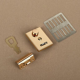 Цена за 3 шт. Застёжка для сумки, 3.5×2.6 см, цвет золотой