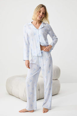 Trendyolmilla Ac?k Pembe Kurdele/Fiyonklu Viskon Dokuma Pijama Tak?m? THMAW21PT0936  фото 43