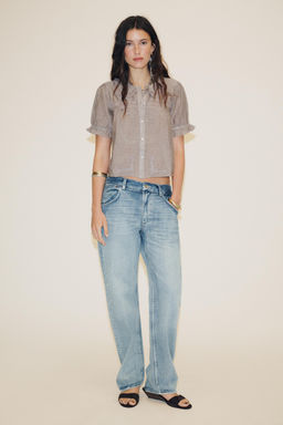 EMBROIDERED SHIRT WITH PETER PAN COLLAR